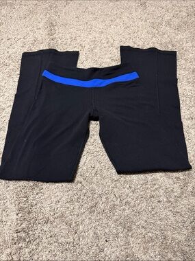 lululemon athletica Black Leggings with Blue Waistband